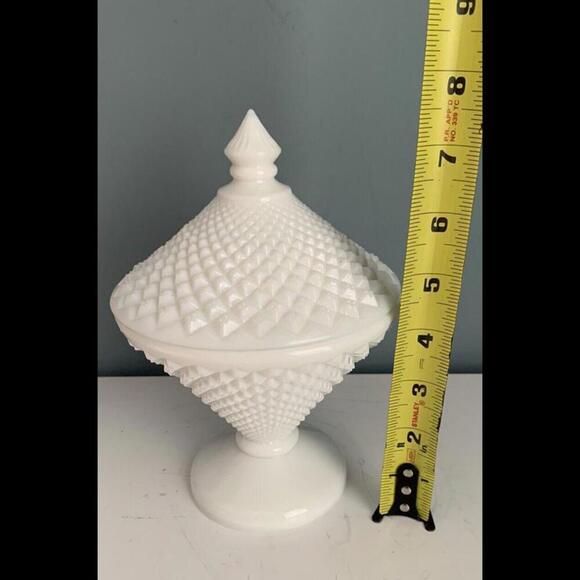 Vintage Westmoreland English Hobnail Sawtooth Milk Glass Compote Dish Lid - Picture 6 of 12
